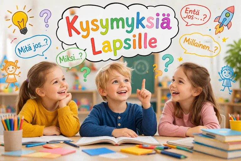 Kysymyksiä lapsille (11–15 v.) – tietovisasta keskusteluun ja arvoituksiin